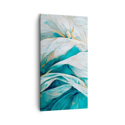 Canvas picture - Blue Abstract with a Golden Motif - 55x100 cm