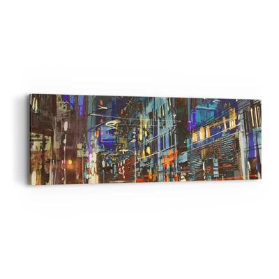 Canvas picture - Evening Street Bustle - 90x30 cm