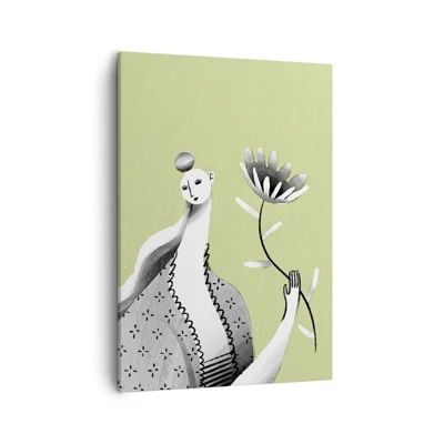 Canvas picture - Modernist Portrait - Holding a FLower - 50x70 cm