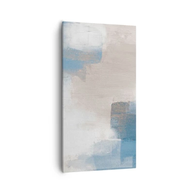 Canvas picture - Pink Abstract with a Blue Curtain - 55x100 cm