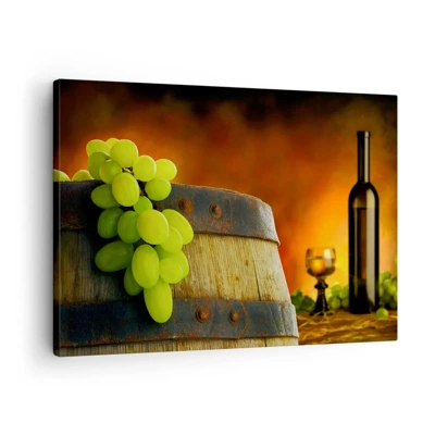 Canvas picture - Still Life with a Bottle of Wine and a Bunch of Grapes - 70x50 cm