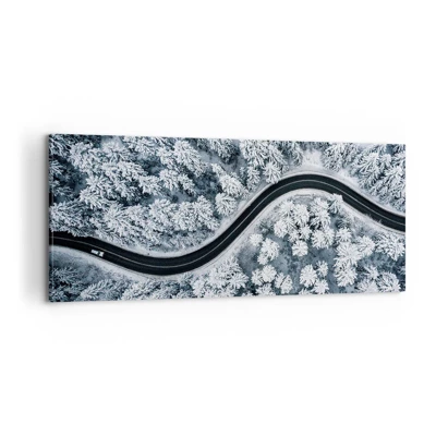 Canvas picture - Through Wintery Forest - 100x40 cm