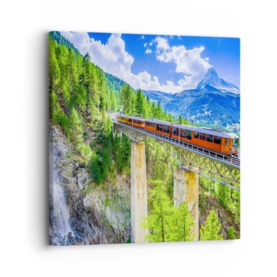 Canvas picture - Train Through the Alps - 30x30 cm
