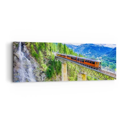 Canvas picture - Train Through the Alps - 90x30 cm