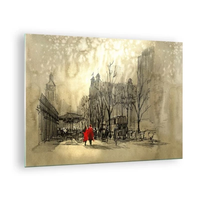 Glass picture - A Date in London Fog - 70x50 cm