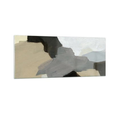 Glass picture - Abstract: Crossroads of Grey - 100x40 cm