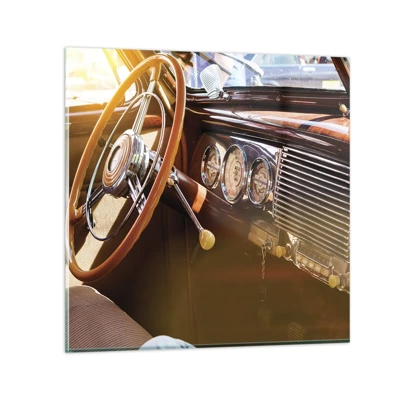 Glass picture  Arttor 40x40 cm - Breath of Luxury form the Past - Vintage Car, Automotive, Dashboard, Journey, Retro, For living-room, For bedroom, Brown, Black, Horizontal, Glass, GAC40x40-4939