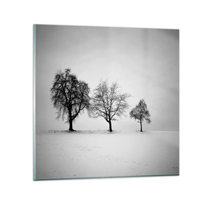 Glass picture  Arttor 60x60 cm - What Are They Dreaming About? - Landscape, Trees, Winter, Nature, Black And White, For living-room, For bedroom, White, Black, Horizontal, Glass, GAC60x60-4958