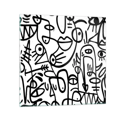 Glass picture  Arttor 70x70 cm - Faces and Mirages - Abstraction, Art, Graffiti, Black And White, Modern Art, For living-room, For bedroom, White, Black, Horizontal, Glass, GAC70x70-4971