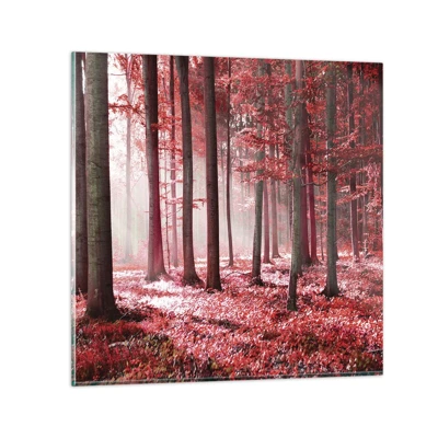 Glass picture  Arttor 70x70 cm - Red Equally Beautiful - Landscape, Forest, Trees, Nature, Red Leaves, For living-room, For bedroom, White, Brown, Horizontal, Glass, GAC70x70-4944