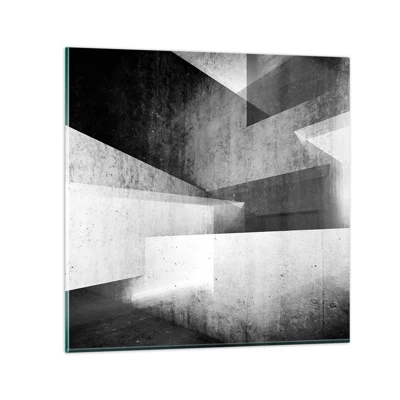 Glass picture  Arttor 70x70 cm - Structure of Space - 3D, Abstraction, Art, Black And White, Modern Art, For living-room, For bedroom, White, Black, Horizontal, Glass, GAC70x70-4962