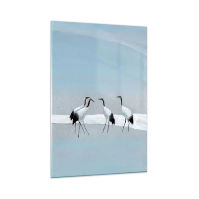 Glass picture  Arttor 80x120 cm - After a Hot Day - The Birds, Cranes, Nature, Japan, Culture, For living-room, For bedroom, White, Black, Vertical, Glass, GPA80x120-4921