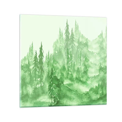 Glass picture - Behind a Green Fog - 70x70 cm