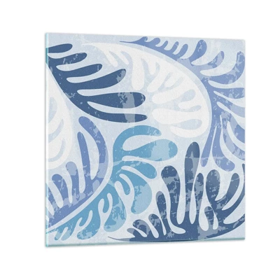 Glass picture - Blue Ferns - 40x40 cm