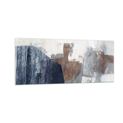 Glass picture - Blue and Brown Shapes - 100x40 cm