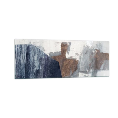 Glass picture - Blue and Brown Shapes - 140x50 cm