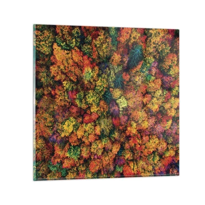 Glass picture - Bouquet of Autumn Flowers - 30x30 cm