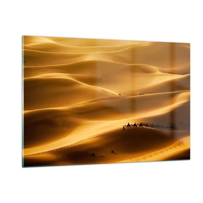 Glass picture - Caravan on the Waves of a Desert - 120x80 cm