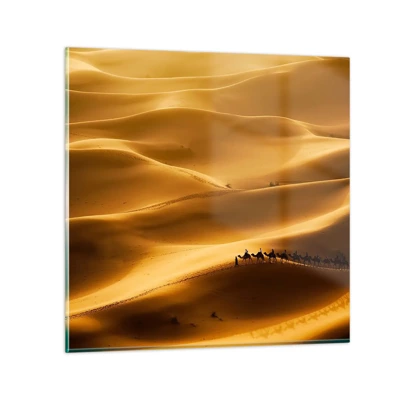 Glass picture - Caravan on the Waves of a Desert - 30x30 cm