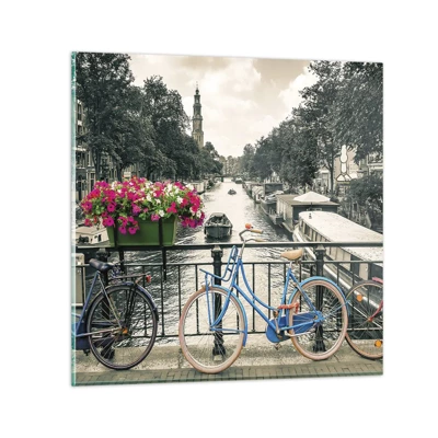 Glass picture - Colour of a Street in Amsterdam - 40x40 cm