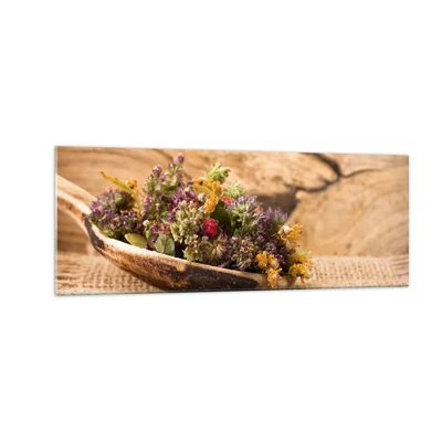 Glass picture - Colourful Flowers and Fragrant Herbs - 140x50 cm