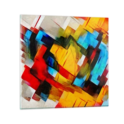 Glass picture - Colourful Quilt - 40x40 cm