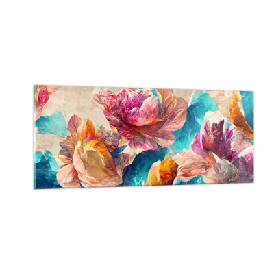 Glass picture - Colourful Splendour of a Bouquet - 100x40 cm