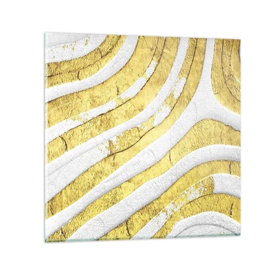 Glass picture - Composition in White and Gold - 70x70 cm