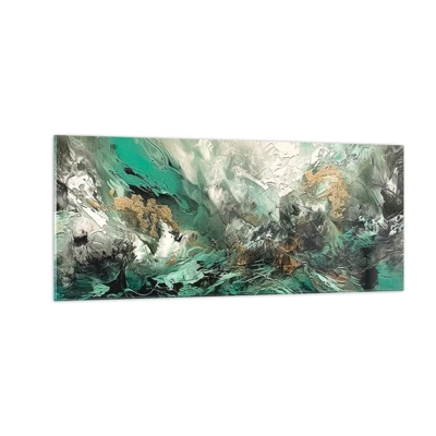 Glass picture - Emerald and Black Lump - 100x40 cm