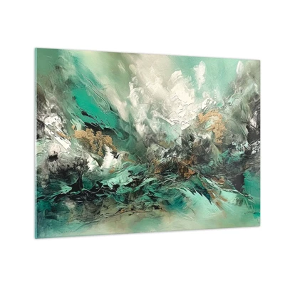 Glass picture - Emerald and Black Lump - 70x50 cm