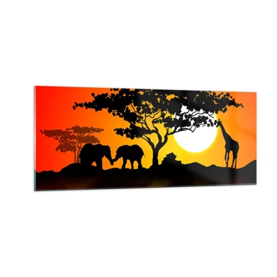 Glass picture - Encounter on a Savannah - 100x40 cm