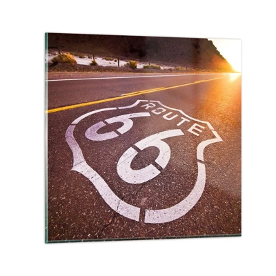 Glass picture - Famous Route 66 - 30x30 cm