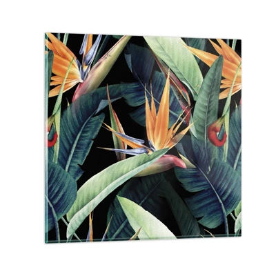 Glass picture - Flaming Flowers of the Tropics - 30x30 cm