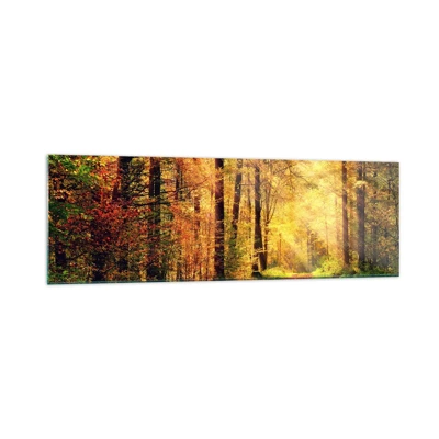 Glass picture - Forest Golden silence - 160x50 cm