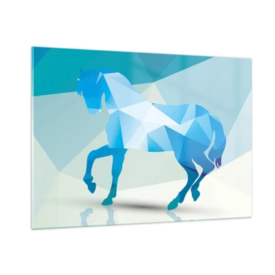 Glass picture - Geometrical Horse in Turuoise - 100x70 cm