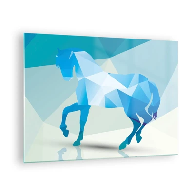 Glass picture - Geometrical Horse in Turuoise - 70x50 cm