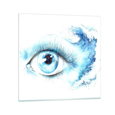 Glass picture - Immerse in those Blue Eyes - 30x30 cm