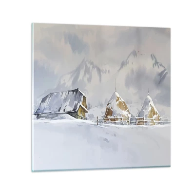 Glass picture - In a Snowy Valley - 30x30 cm
