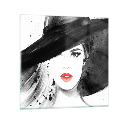 Glass picture - Lady in Black - 60x60 cm