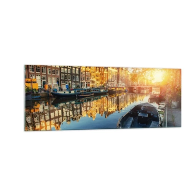Glass picture - Morning in Amsterdam - 140x50 cm