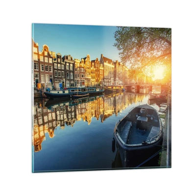 Glass picture - Morning in Amsterdam - 50x50 cm