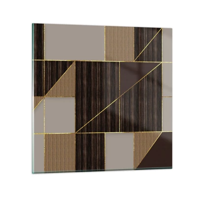 Glass picture - Mosaic of Brown and Gold - 60x60 cm