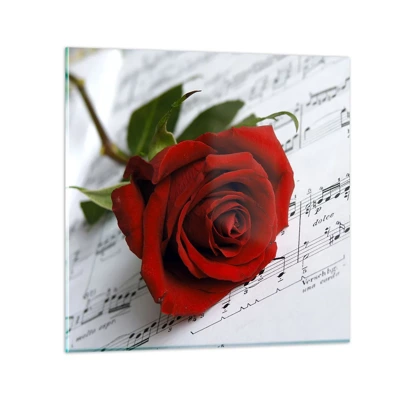 Glass picture - Music of Feelings in Scarlet - 30x30 cm