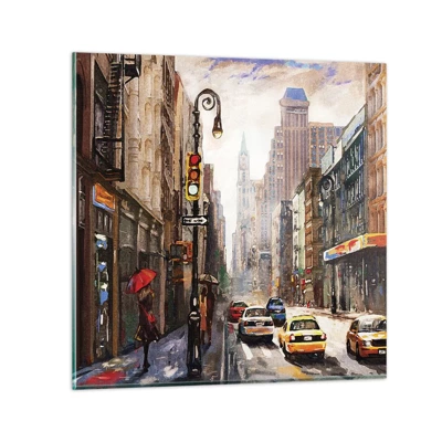 Glass picture - New York - Colourful in Rain - 30x30 cm