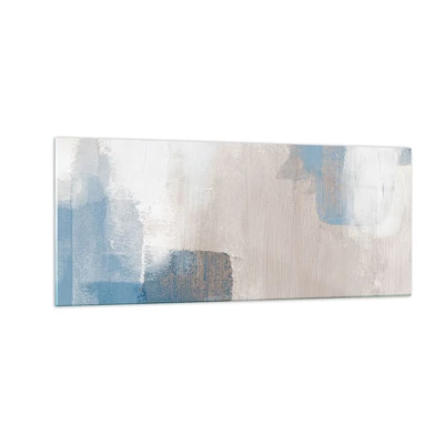 Glass picture - Pink Abstract with a Blue Curtain - 100x40 cm