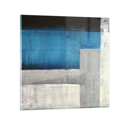 Glass picture - Poetic Composition of Blue and Grey - 40x40 cm