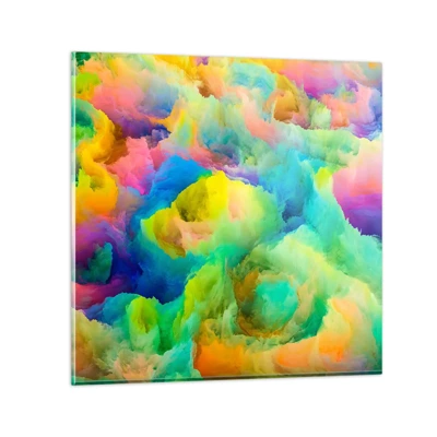 Glass picture - Rainbow Fluff - 50x50 cm