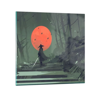 Glass picture - Red Moon Warrior - 30x30 cm