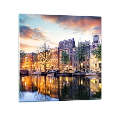 Glass picture - Reserved and Calm Dutch Beaty - 40x40 cm