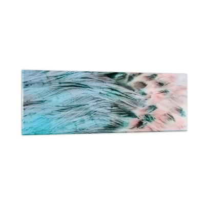Glass picture - Sapphire and Pink Feathers - 90x30 cm